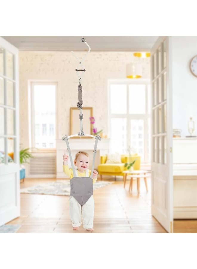 Baby Door Jumper for 6-24 Months (with Door Clamp), Baby Jumper Doorway with Strong Spring  Adjustable Strap, Portable Infant Door Bouncer, Bearing 40 Lbs,Gray - Image 2